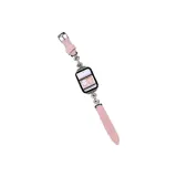 Silver White Diamond Pink Silver Buckle-Plain Weave Leather Strap