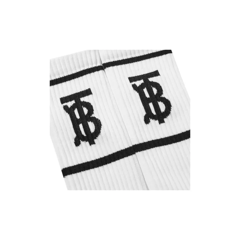 Burberry Mid Calf Socks Men's 1 Pack White-2