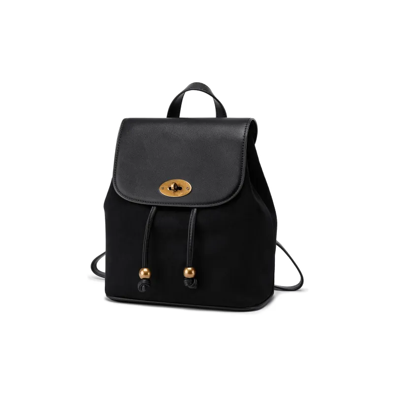 FAIRWHALE PU Backpack Regular Women's Black/Caramel-2