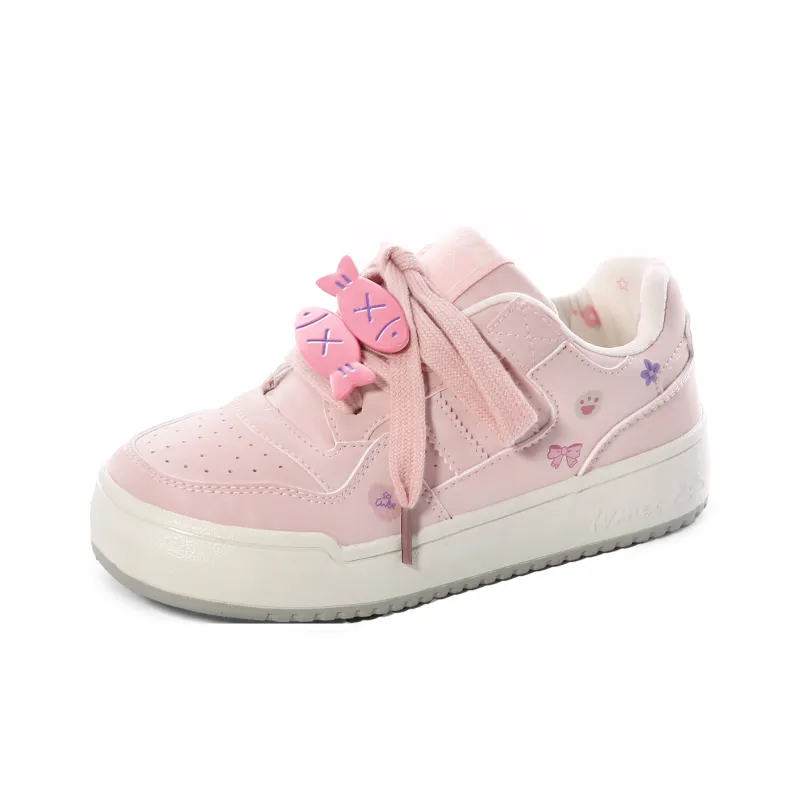 Lovely You Lightweight And Breathable Low Top Skateboard Shoes Women's Pink-13