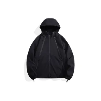 Yalu Water Resistant Windproof UV Protection Windbreaker Jacket Unisex Black