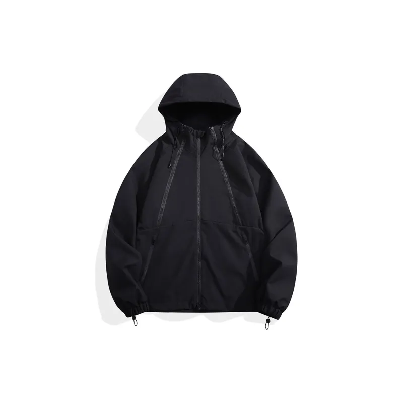 Yalu Water Resistant Windproof UV Protection Windbreaker Jacket Unisex Black-0