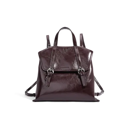 FAIRWHALE Cow Split Leather Backpack Women's Multicolor