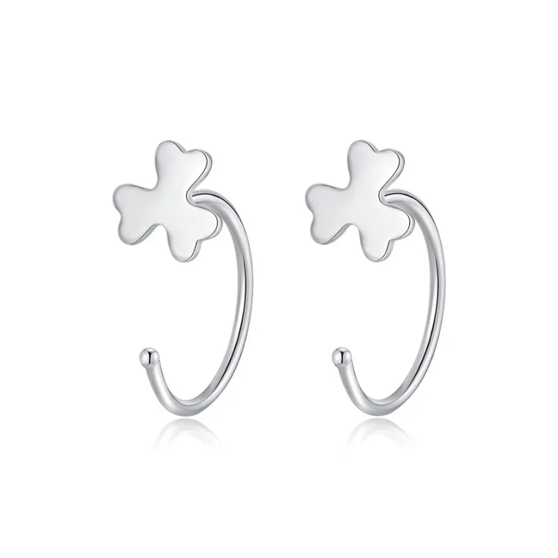 KIVA S999 Silver Stud Hoop Earrings Women's-10