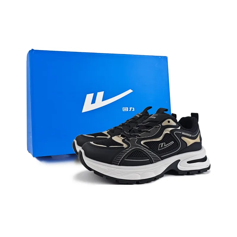 WARRIOR Chunky Sneakers Men Low Top Black/Gold-1
