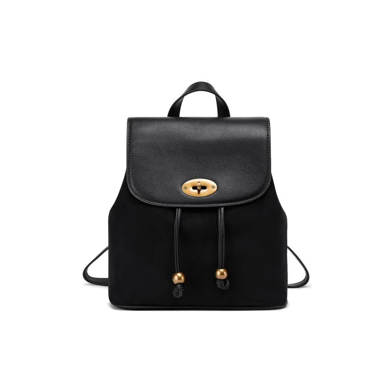 FAIRWHALE PU Backpack Regular Women's Black/Caramel-1
