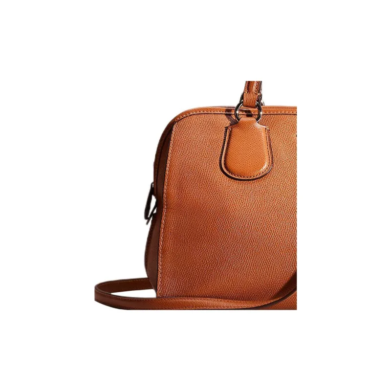 COACH Cross-Stitch Leather Boston Bag Handbag Shoulder Bag Crossbody Bag Large Size Men's Brown-2