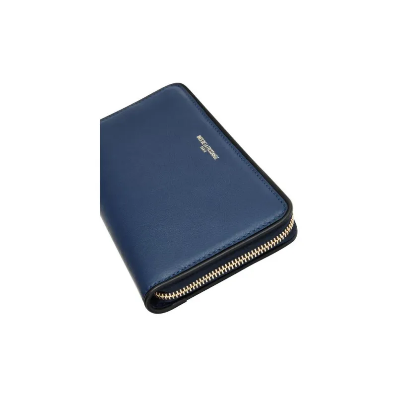 INES DE LA FRESSANGE Calfskin Wallet Men's Blue-1