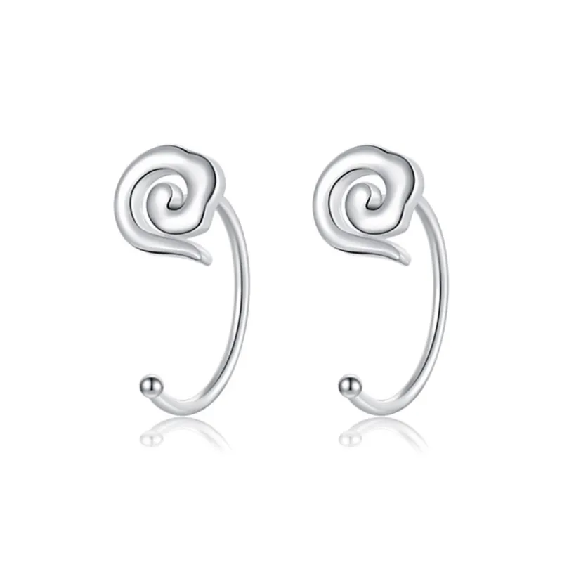 KIVA S999 Silver Stud Hoop Earrings Women's-24