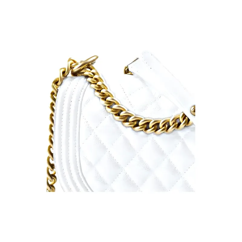 CHANEL Leboy Calfskin With Gold Tone Metal Messenger Bag, Shoulder Bag, Crossbody Bag Trumpets Women's White-2