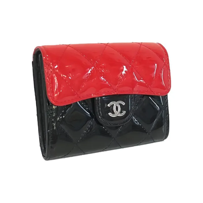 CHANEL Patent Leather & Metal Wallet Women's Red, Black & Multicolor-1