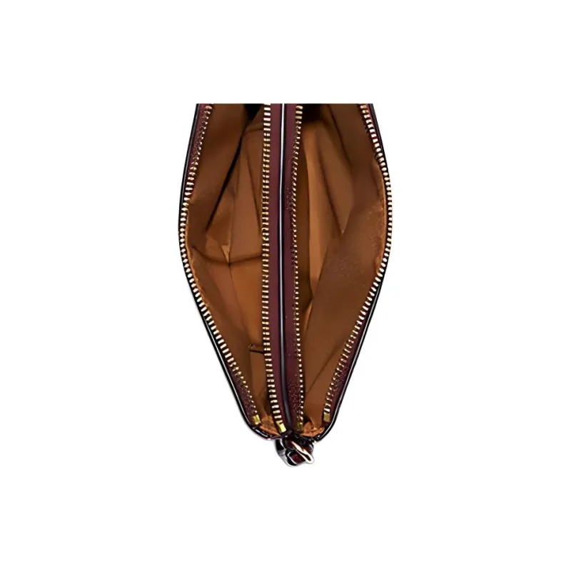 COACH Corner Zip Wallet Small Size Women's Khaki Cherry Red Multicolor-4