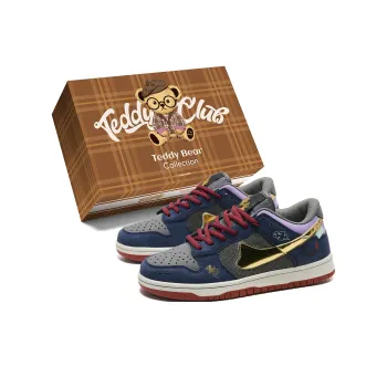Teddy Bear Collection Anti Slip And Wear Resistant Balance Coverage Low Top Skateboard Shoes Unisex Dark Blue