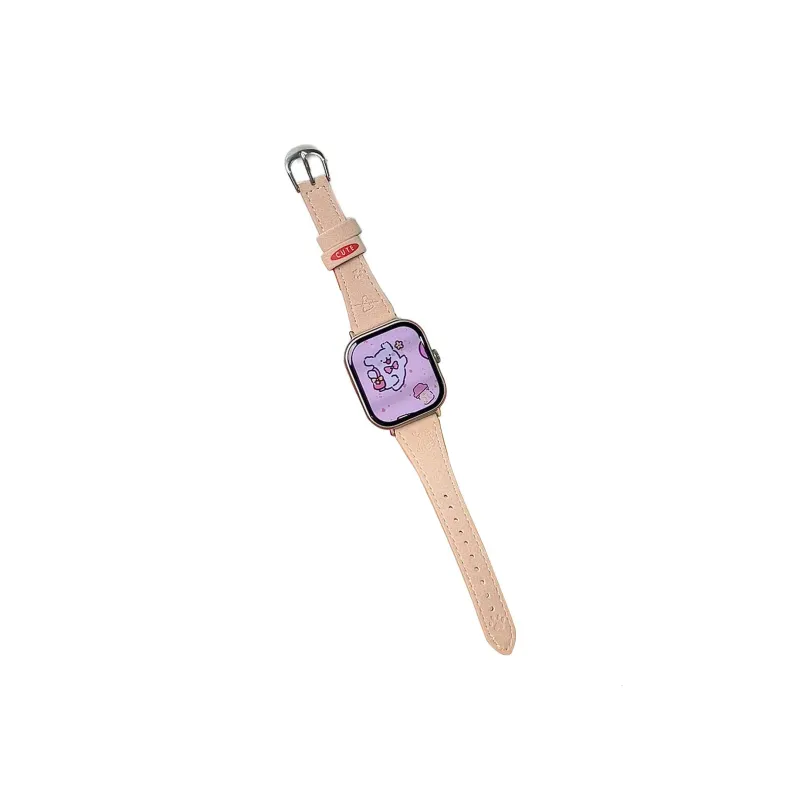 Fly Watch Band Red Beige Compatibility Suede Material-8
