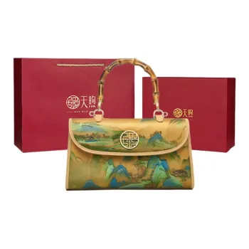 Pmsi Mulberry Silk One Shoulder Handbags Women's Gold-Norman Landscape
