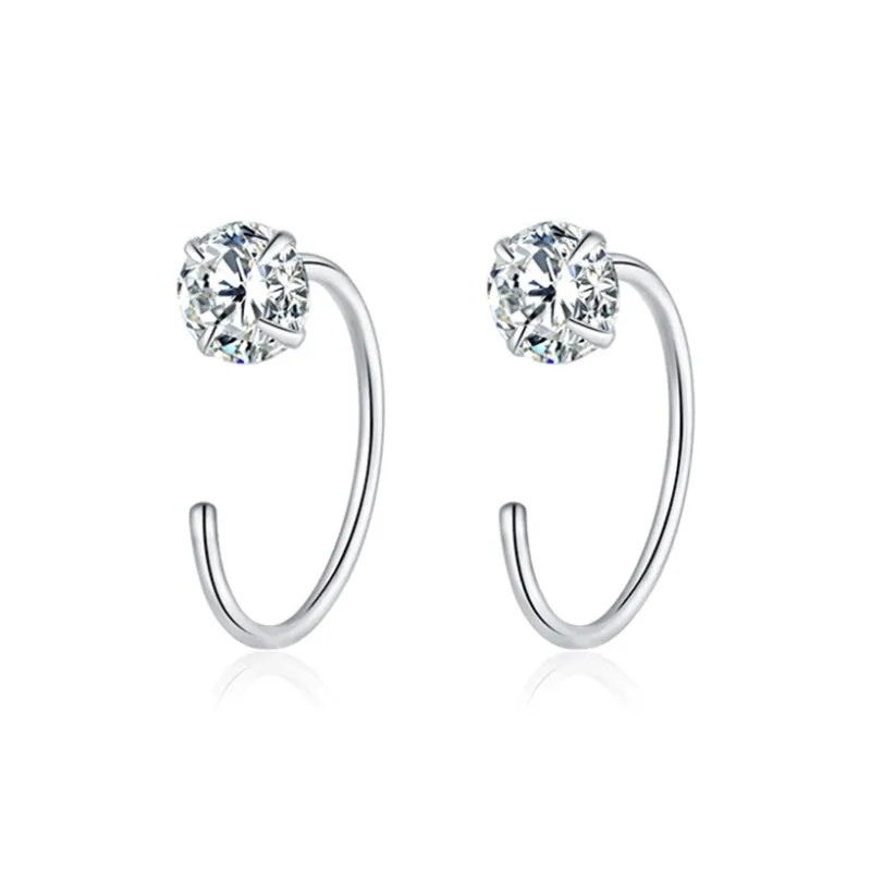 KIVA S999 Silver Stud Hoop Earrings Women's-15