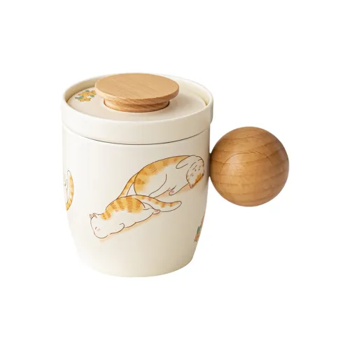 Topology Large Orange Cat Mug Ceramic Cup With Lid Office Cup Cute Cup Water Cup Tea Cup For Bubble Tea 300ml