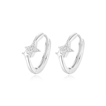 SINCE BEAUTY 999 Fine Silver/Zircon Earrings Unisex Silver