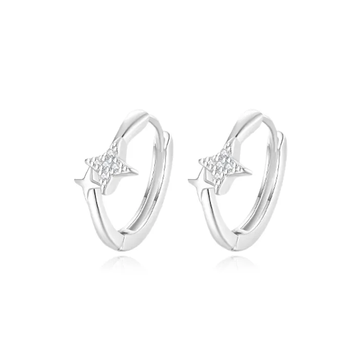 SINCE BEAUTY 999 Fine Silver/Zircon Earrings Unisex Silver-0