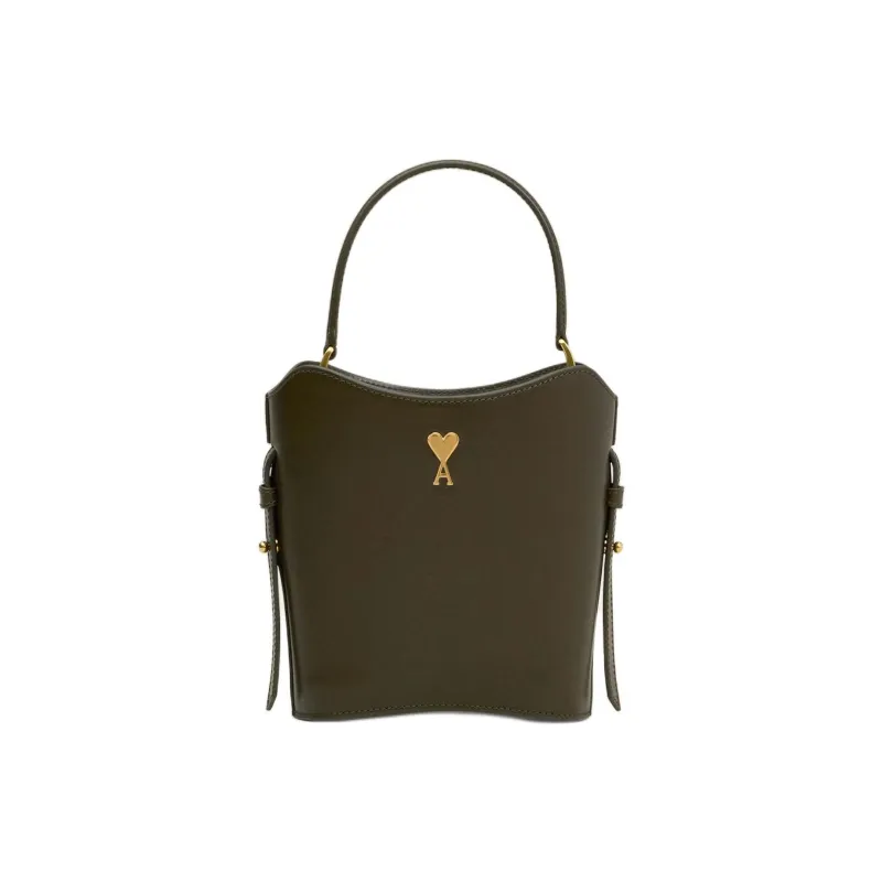 AMIPARIS Calfskin Bucket Bag, Shoulder Bag, Crossbody Bag, Handbag Mini Women's Olive Green-0