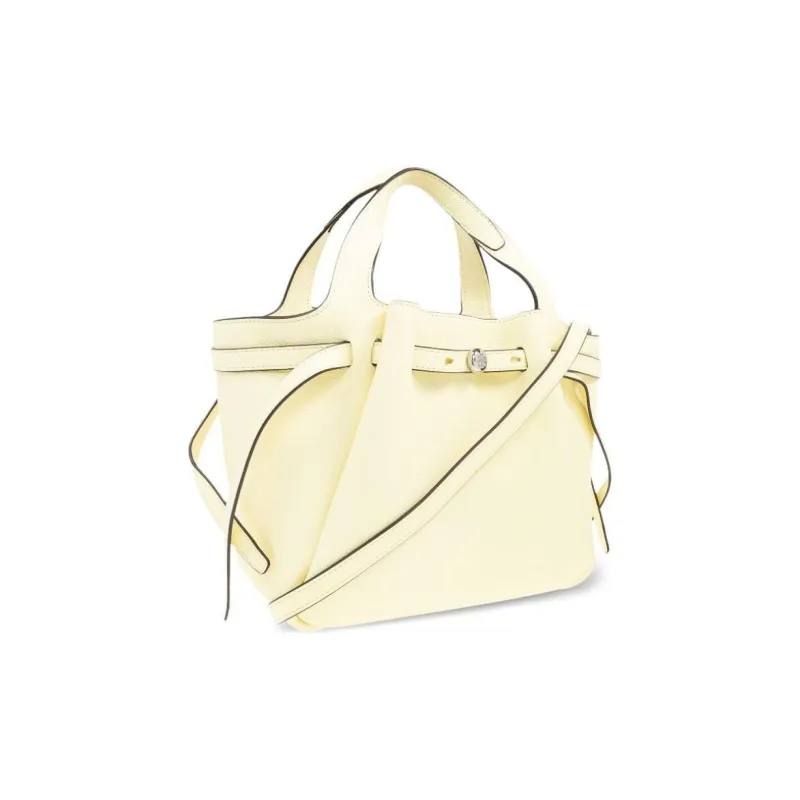 TORY BURCH Calfskin Tote Bag, Shopping Bag, Handbag Women's Lemon Light Yellow-1