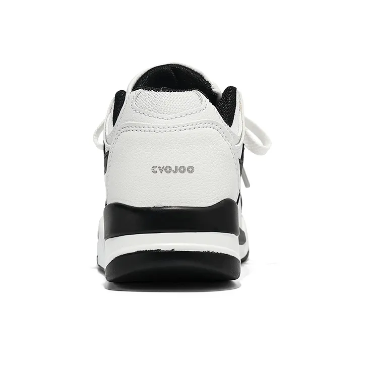 CVOJOO Puffy Shoes Wear-Resistant Mid-Top Skateboard Shoes Unisex White Black-9