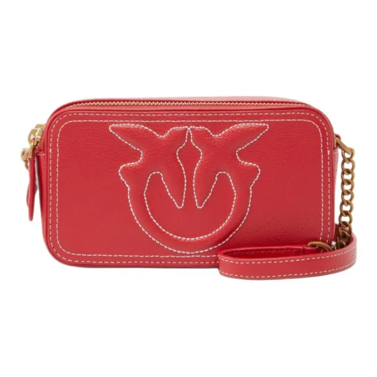 PINKO Cow Leather Camera Bags Crossbody Bag Shoulder Bag Women's Red-1