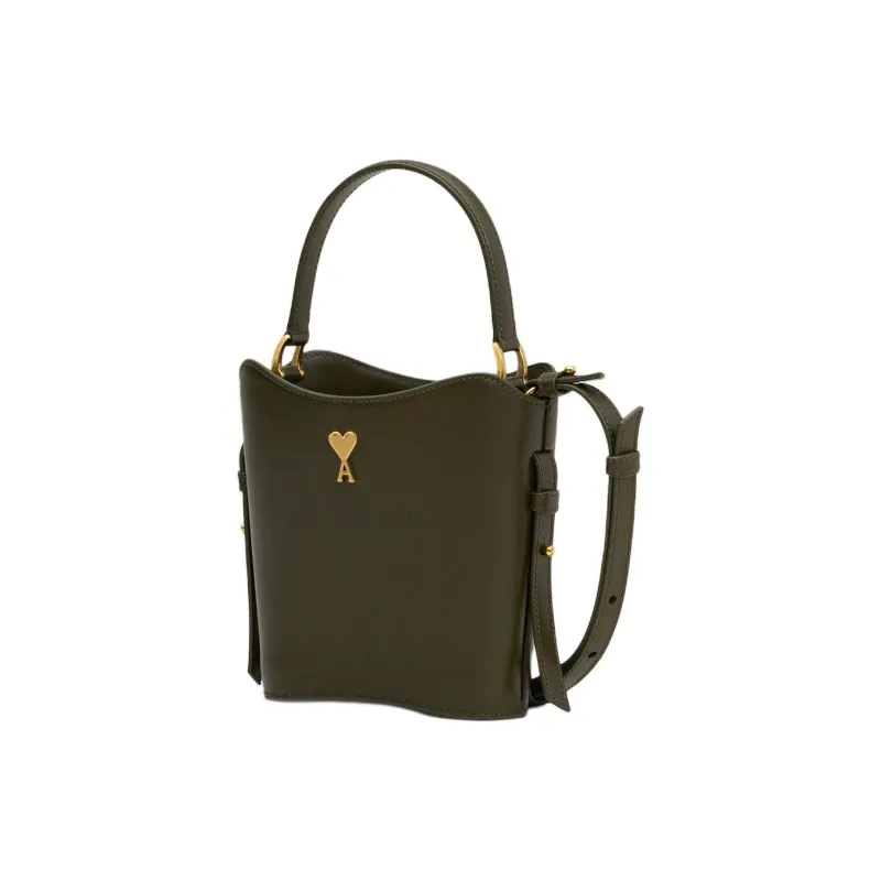 AMIPARIS Calfskin Bucket Bag, Shoulder Bag, Crossbody Bag, Handbag Mini Women's Olive Green-1