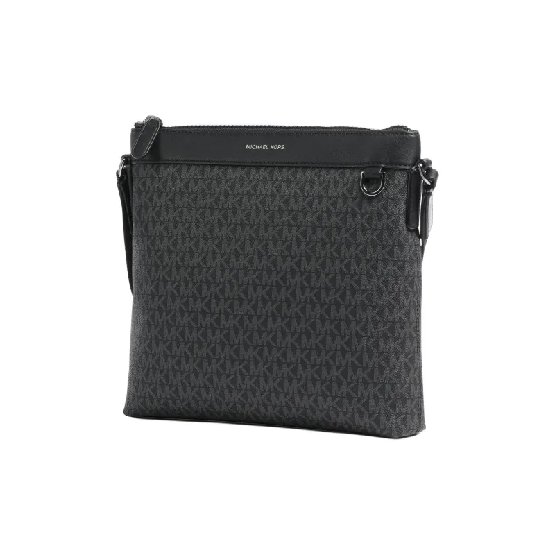 MICHAEL KORS Greyson Artificial Leather Messenger Bag Shoulder Bag Crossbody Bag Men's Dark Gray With Blue Accents-3