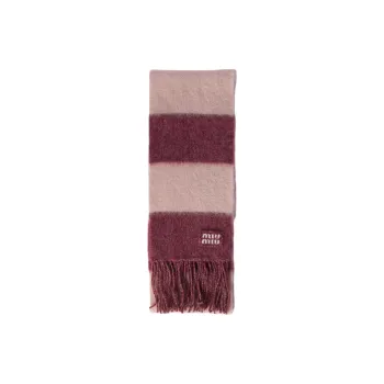 MIU MIU Mohair Polyamide Wool Recycled Polyester Knit Scarves Unisex Red/Pink