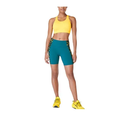 Sweaty Betty Power6 Inches Sports Shorts Women's Blue Background Pixel Leopard Print