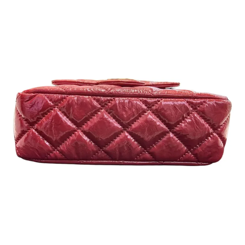 CHANEL Waxed Leather Tmall Elf Shoulder Bag Trumpets Women's Red-4