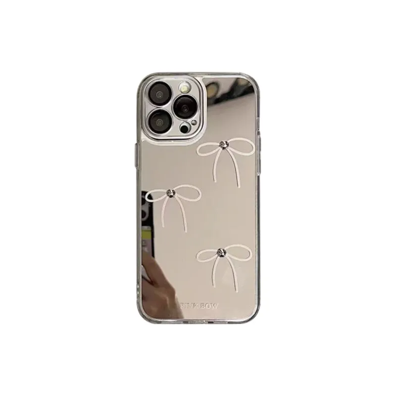 Sopi Acrylic Material Bow Mirror Phone Cases Compatible With IPhone 15 Pro Max/Apple 13/14 Pro Max/12 Series-0