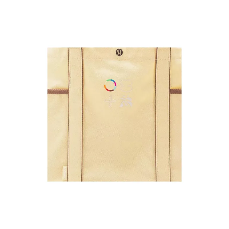 Lululemon Cotton Canvas One Shoulder Handbags Regular Unisex Swirl Yellow With Spanish Oak-2
