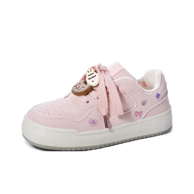 Lovely You Lightweight And Breathable Low Top Skateboard Shoes Women's Pink-19