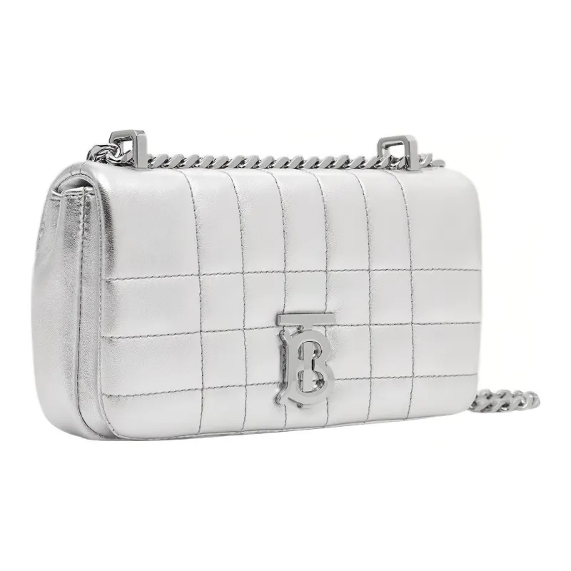 Burberry Lola Lola Bag Lambskin Crossbody Bag Shoulder Bag Mini Women's Silver-2