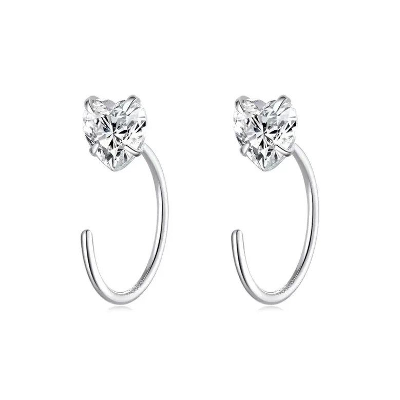 KIVA S999 Silver Stud Hoop Earrings Women's-19