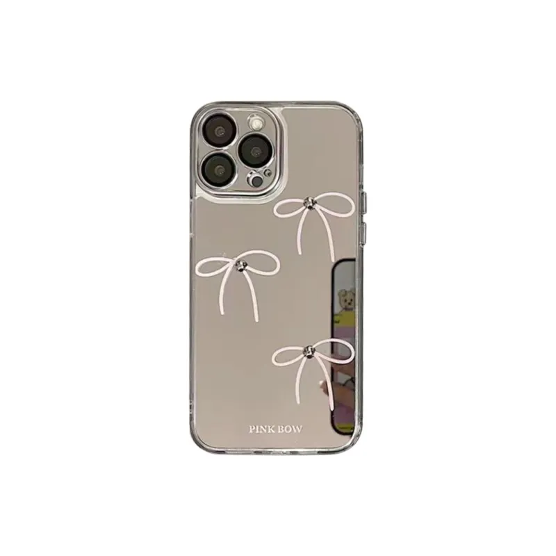 Sopi Acrylic Material Bow Mirror Phone Cases Compatible With IPhone 15 Pro Max/Apple 13/14 Pro Max/12 Series-2