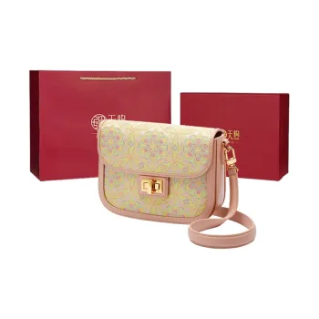 Pmsi Cow Leather With Mulberry Silk Shoulder Bag Women's Dusty Pink