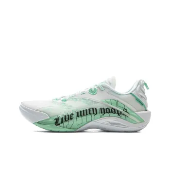 LiNing Wear Resistant Breathable Rebound Grip Low Top Outdoor Performance Basketball Shoes Men's White Green