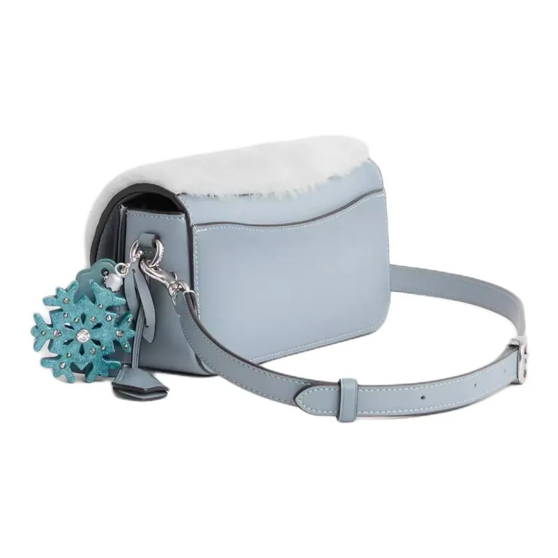 COACH Studio Leather Shoulder Bag Crossbody Bag Handbag Small Size Women's Silver & Gray Blue-1
