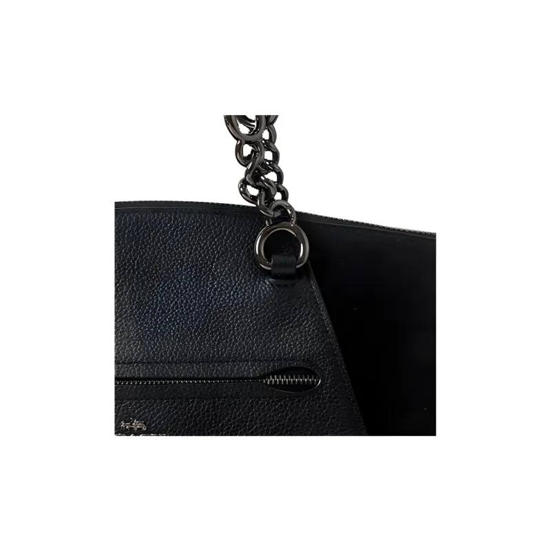 COACH Prairie Cow Leather Tote Bag Shopping Bag Shoulder Bag Handbag Large Size Women's Black-2