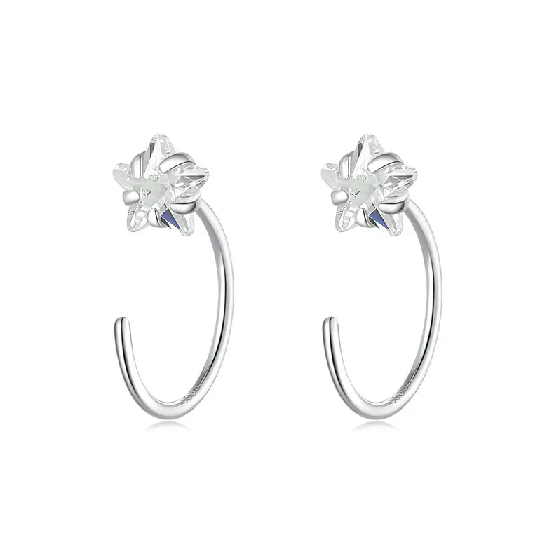 KIVA S999 Silver Stud Hoop Earrings Women's-20