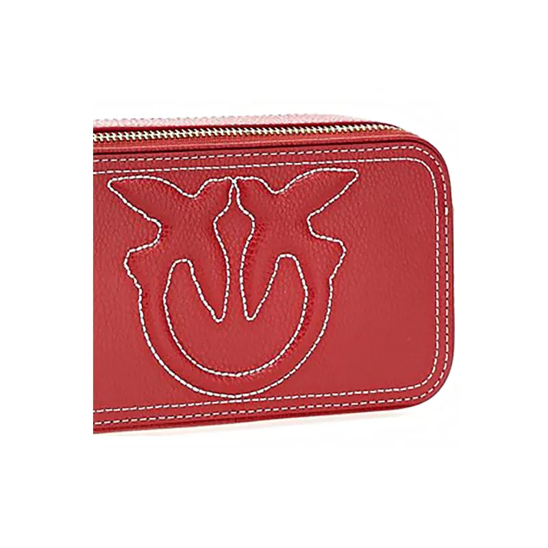 PINKO Cow Leather Camera Bags Crossbody Bag Shoulder Bag Women's Red-4