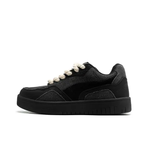 Hong Kong Meng Slip Resistant Support Height Increasing Low Top Skateboard Shoes Unisex Black