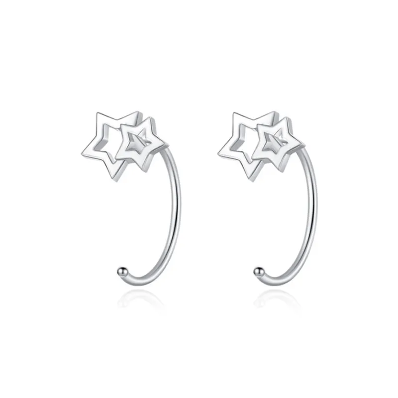 KIVA S999 Silver Stud Hoop Earrings Women's-29