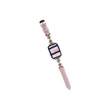 Rose Gold White Diamond Pink Rose Gold Buckle-Plain Weave Leather Strap