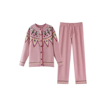 ZumashL Luxury Designer Series Pajama Set Women's Light Snowberry Red