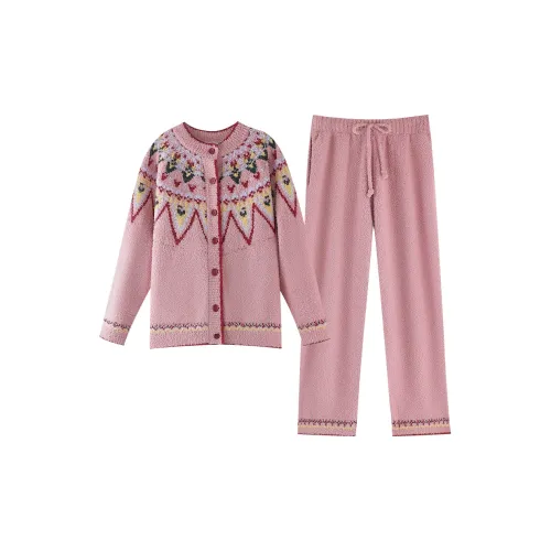 ZumashL Luxury Designer Series Pajama Set Women's Light Snowberry Red