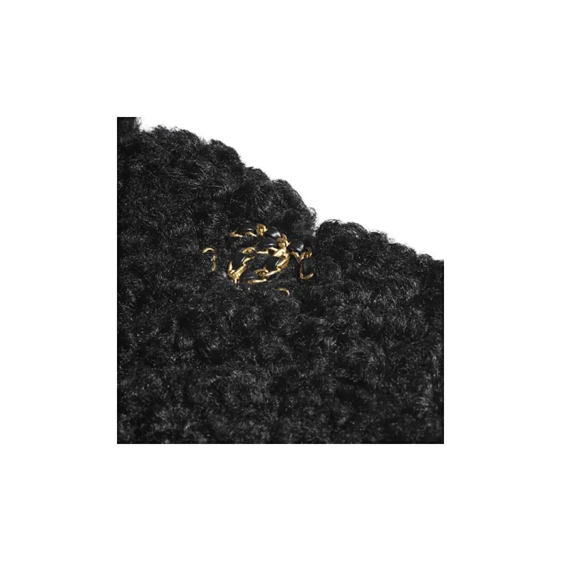 CHANEL 19Bag Double Sided Cashmere Pouch Clutch Women's Black-3